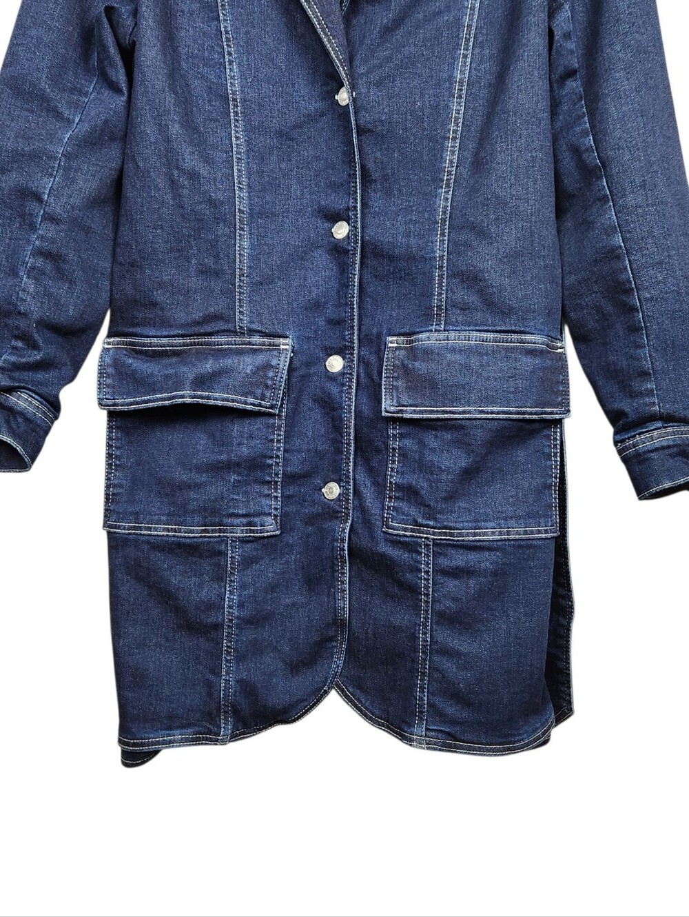 Pilcro Belted Denim Blazer Dress Anthropologie Anthro Blue Jean Womens Size L - Picture 5 of 15